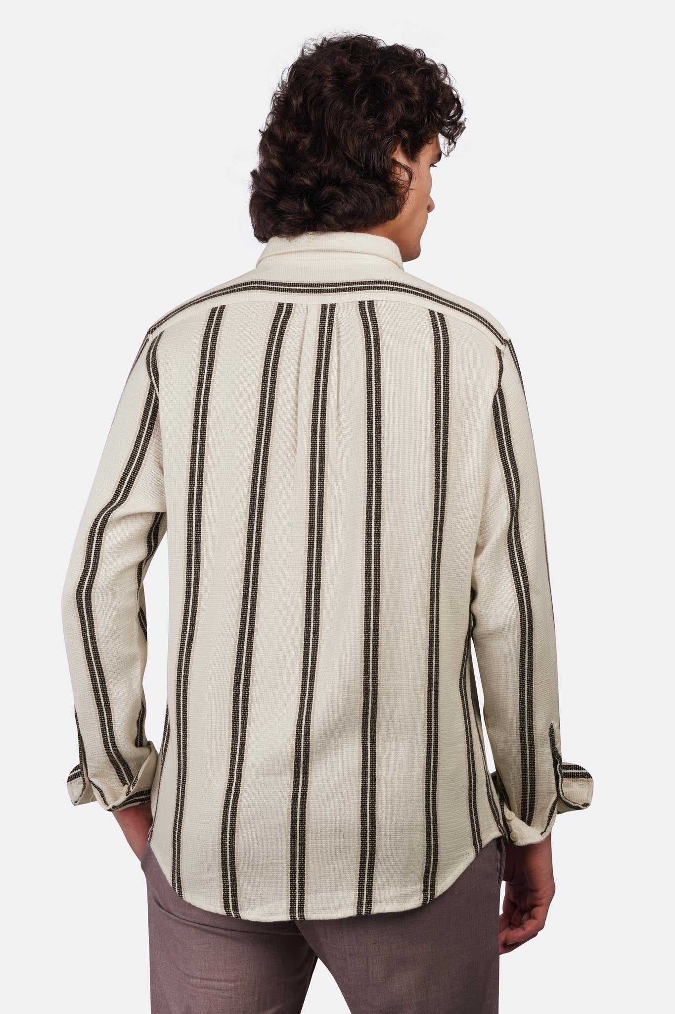 Textured Shibeka Striped Long Sleeve Shirt