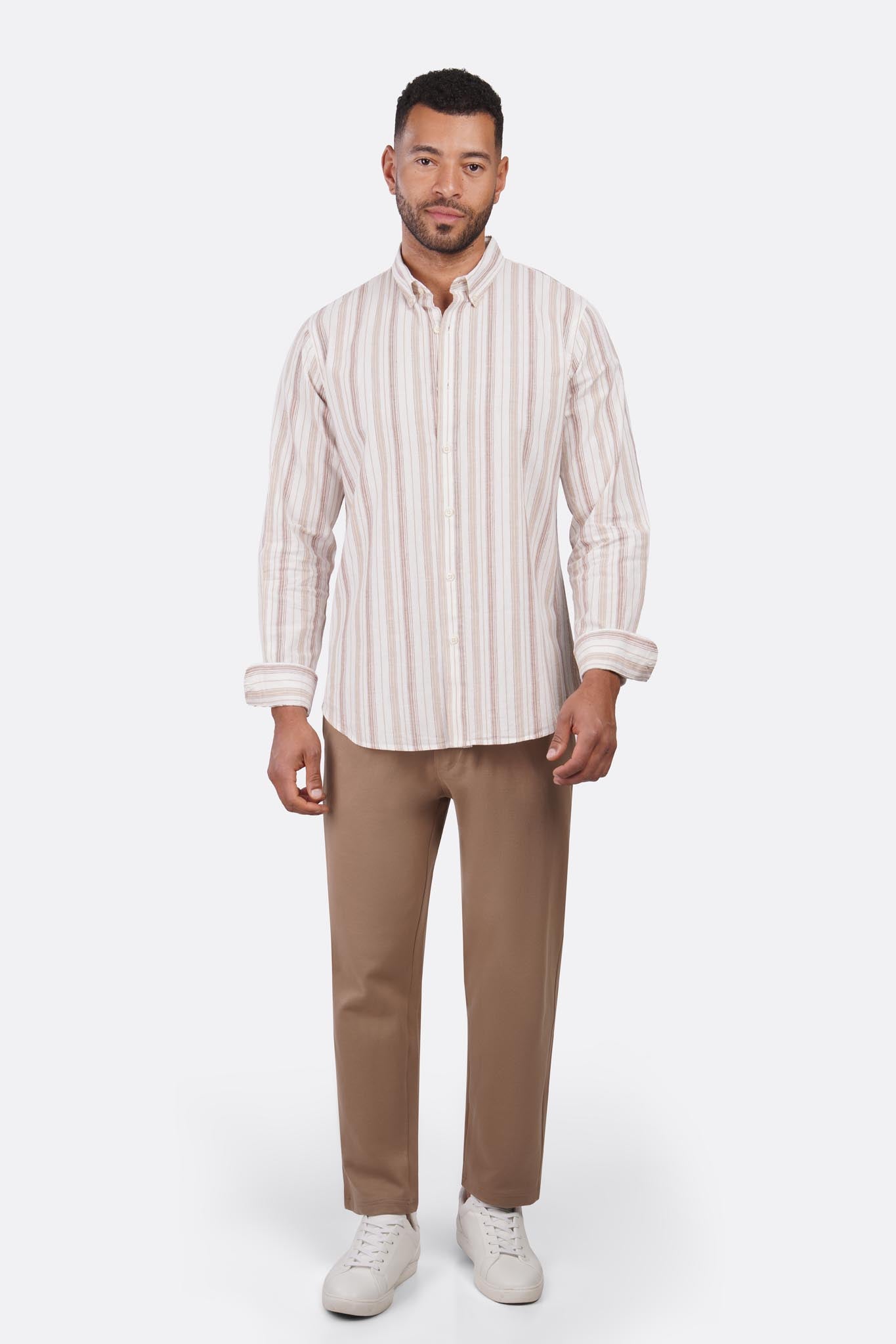 Linen Striped Active Long Sleeve Shirt