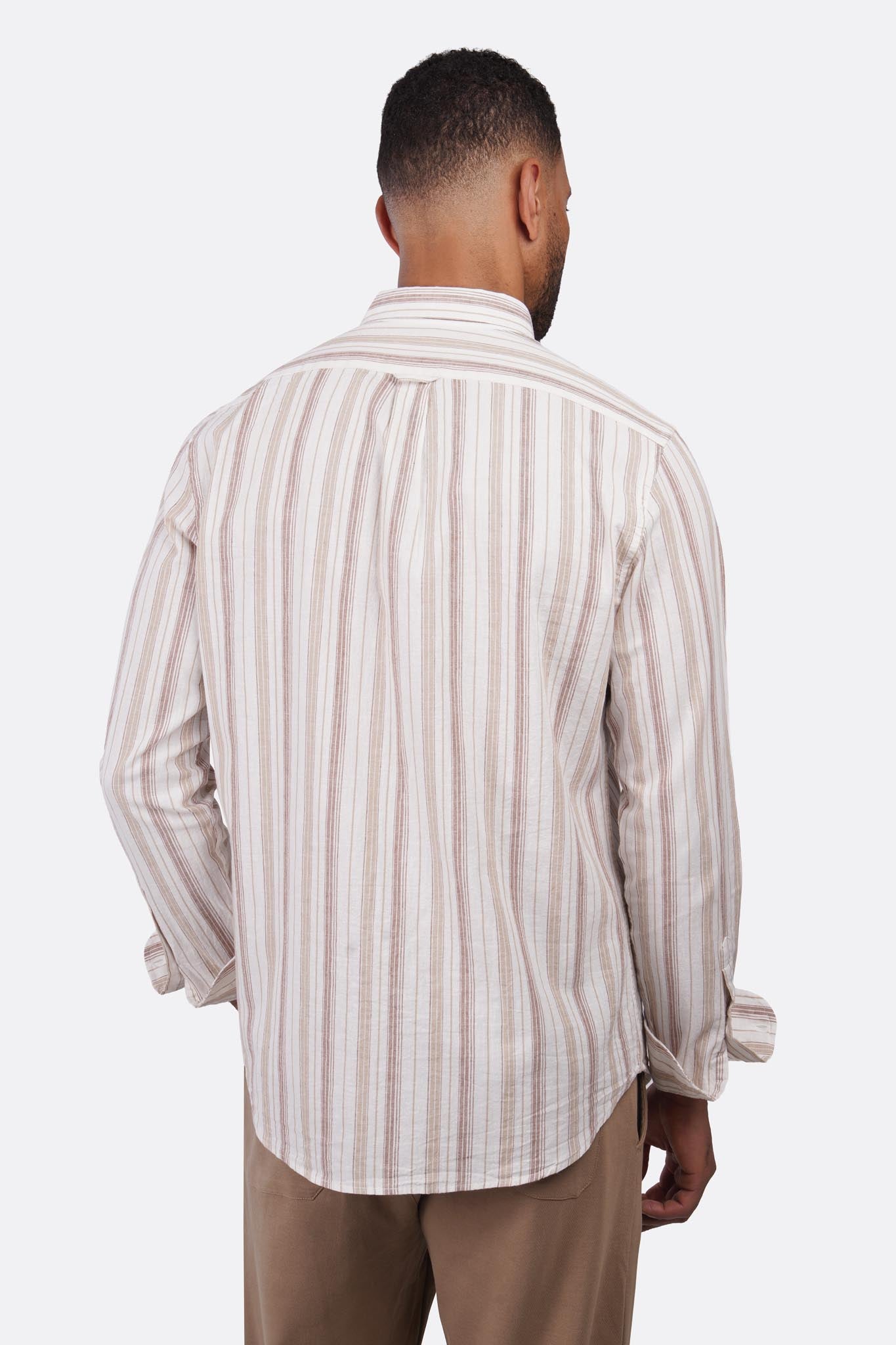 Linen Striped Active Long Sleeve Shirt