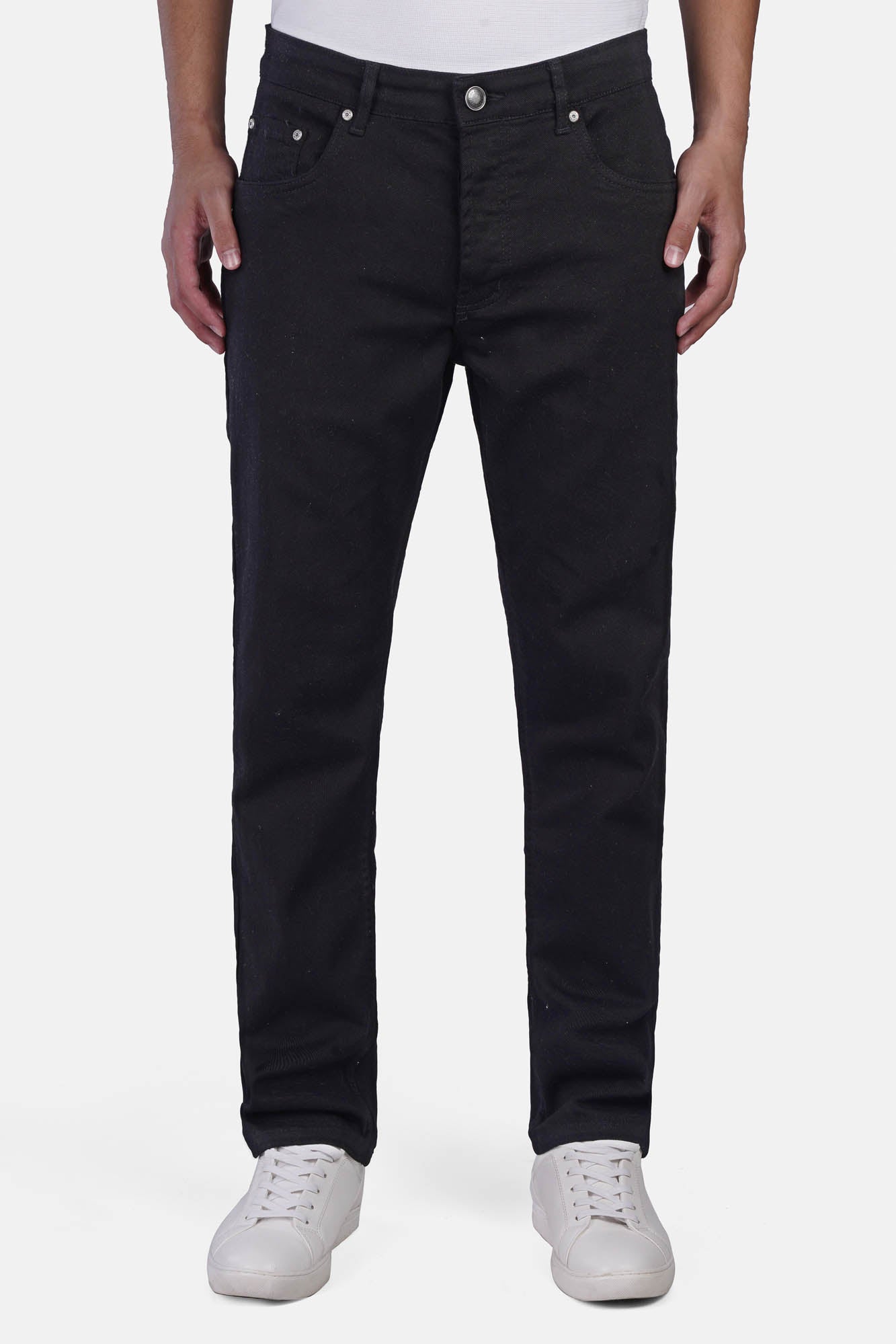 Slim-Fit Gabardine Lycra Pants with Slit Pockets