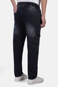 Baggy Denim Lycra Pants with Drawcord Waist