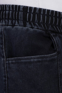 Baggy Denim Lycra Pants with Drawcord Waist