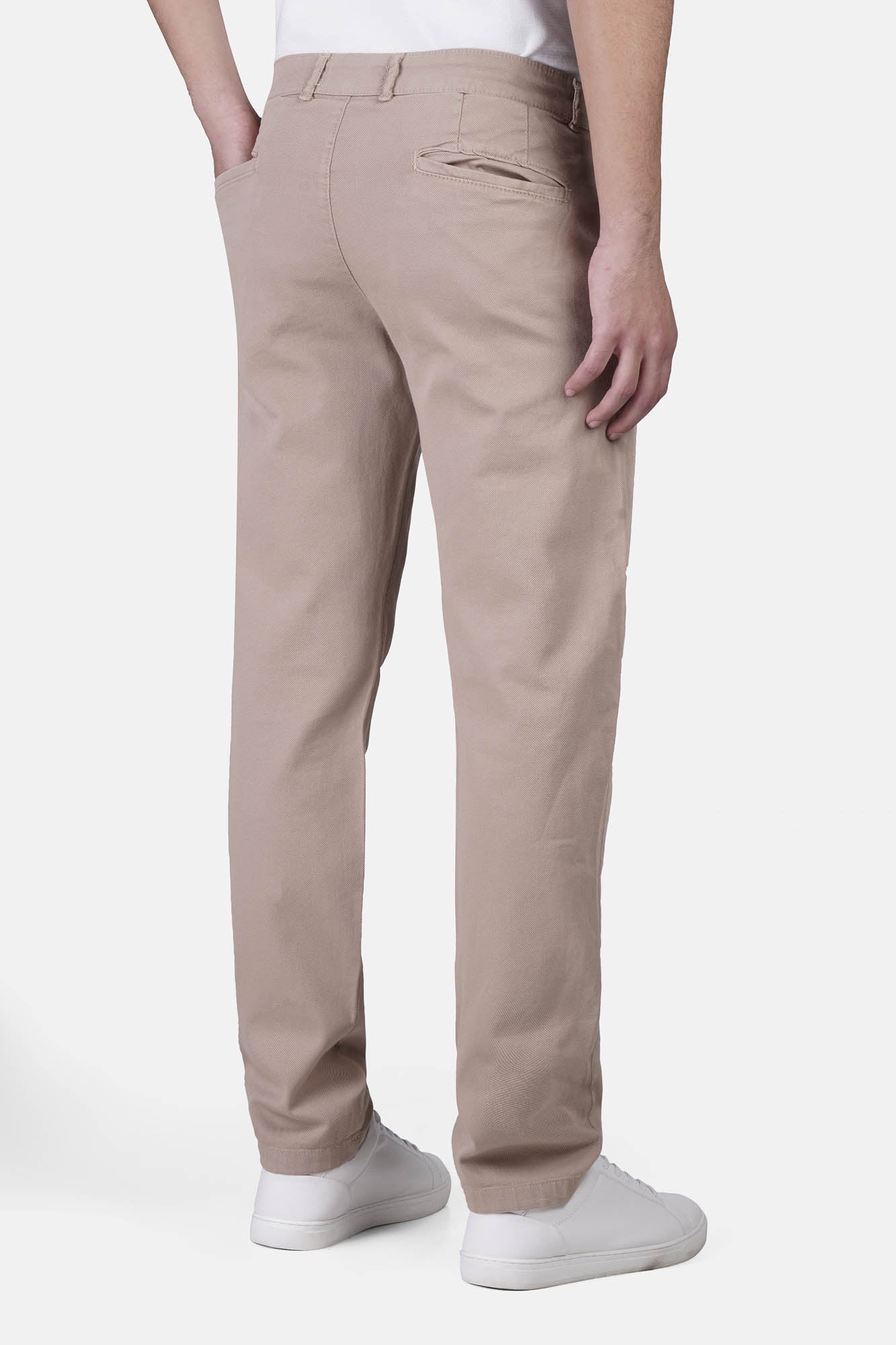 Slim-Fit Pique Gabardine Pants with Elastic Waist