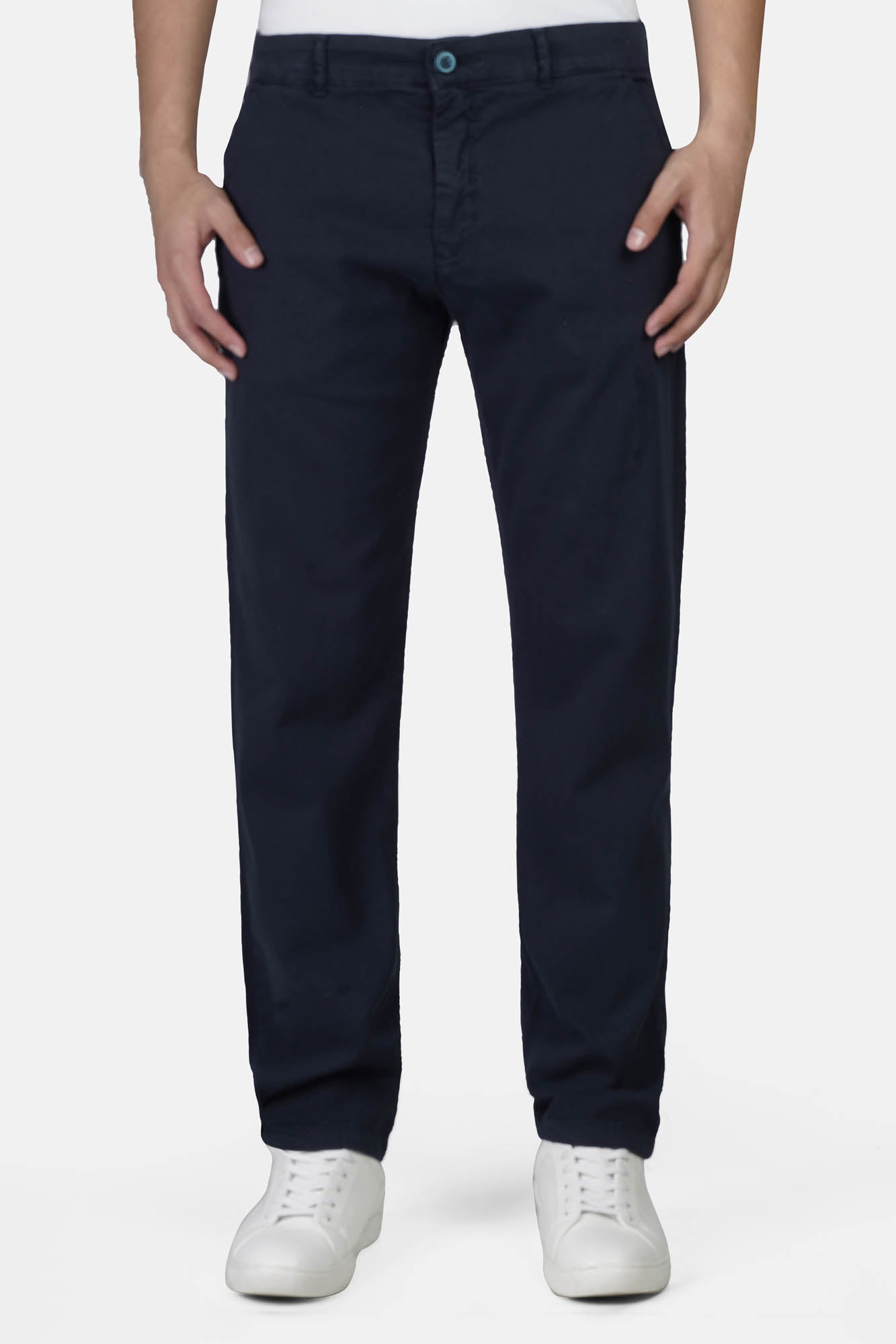 Slim-Fit Pique Gabardine Pants with Elastic Waist