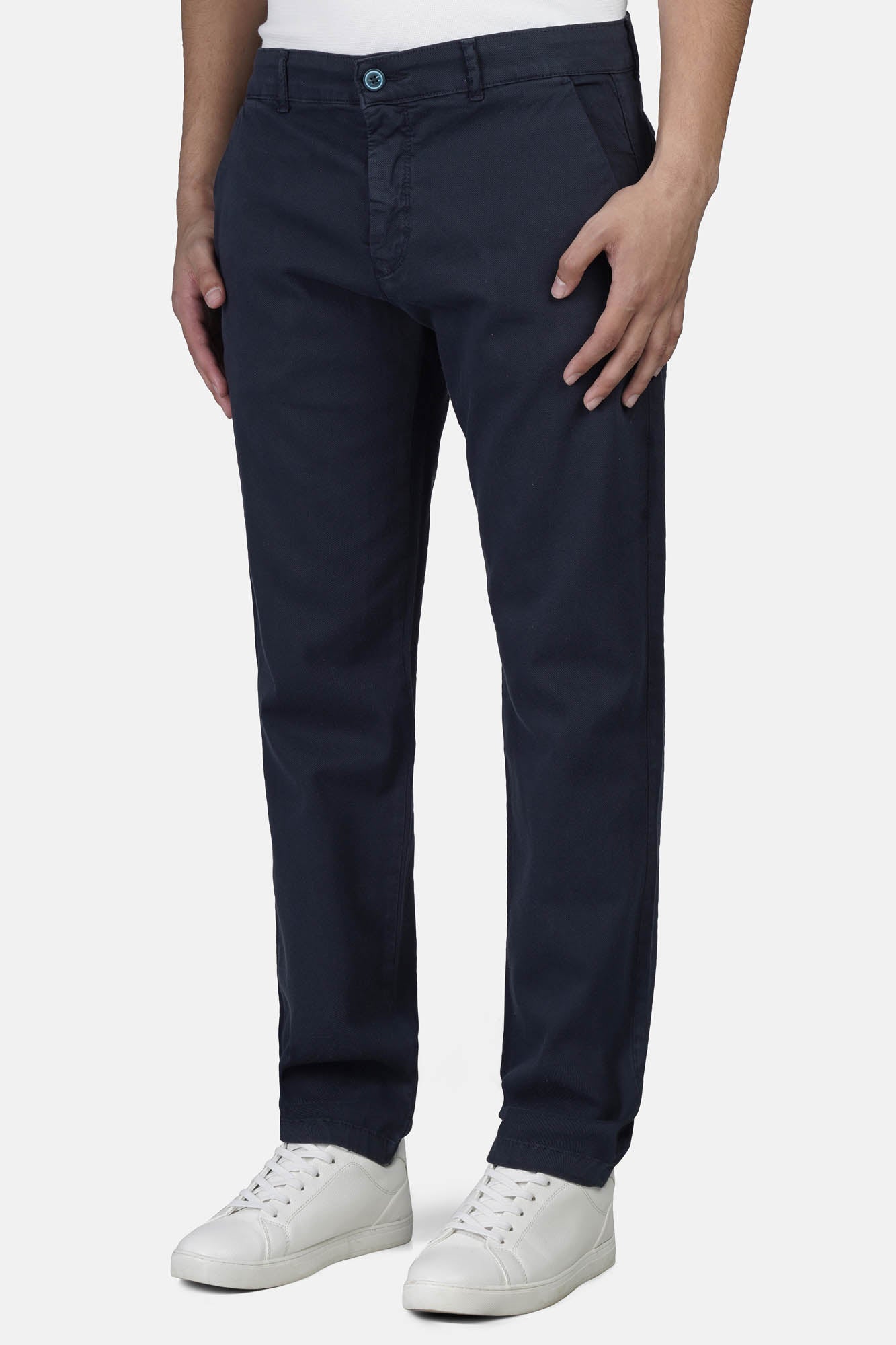 Slim-Fit Pique Gabardine Pants with Elastic Waist