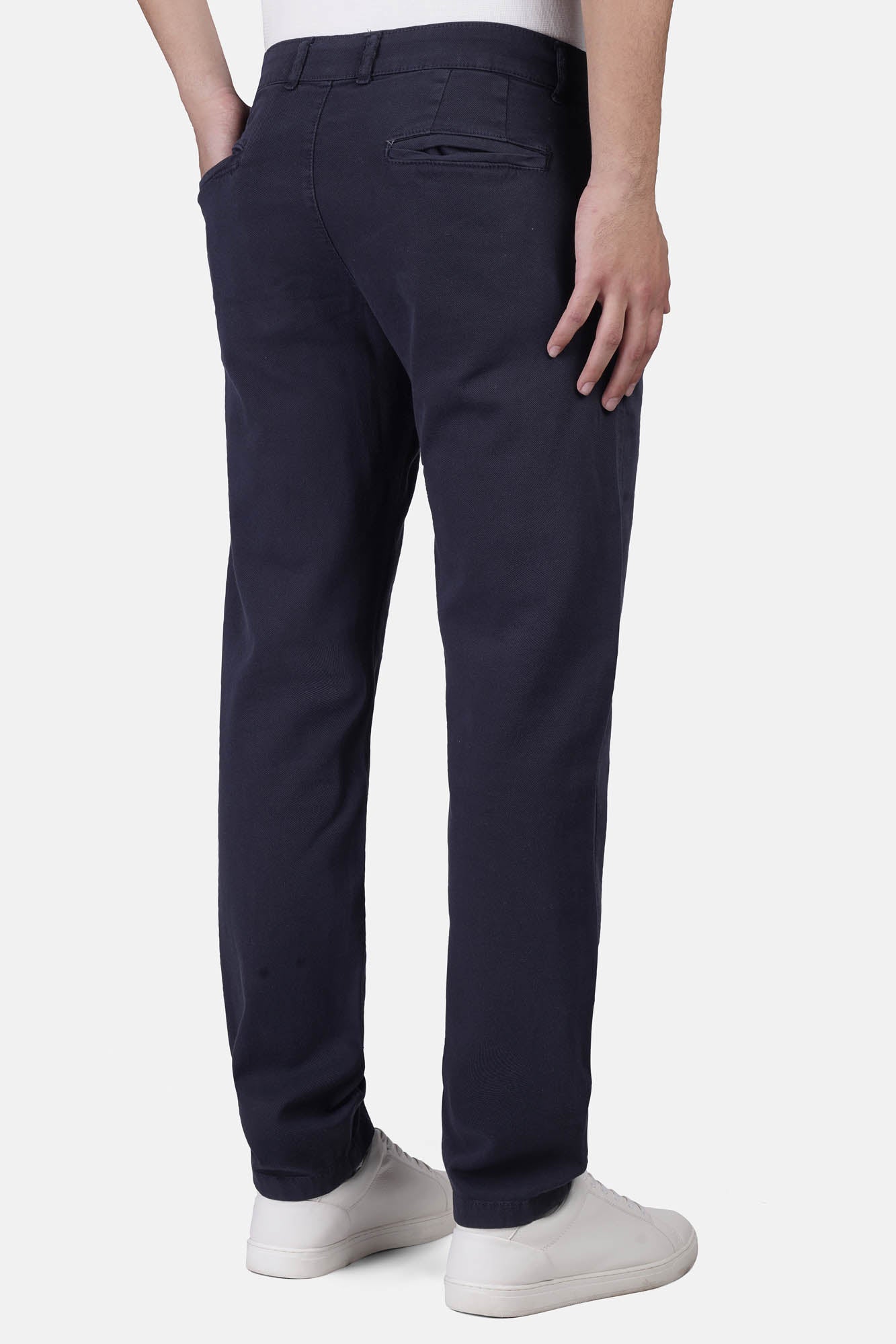 Slim-Fit Pique Gabardine Pants with Elastic Waist