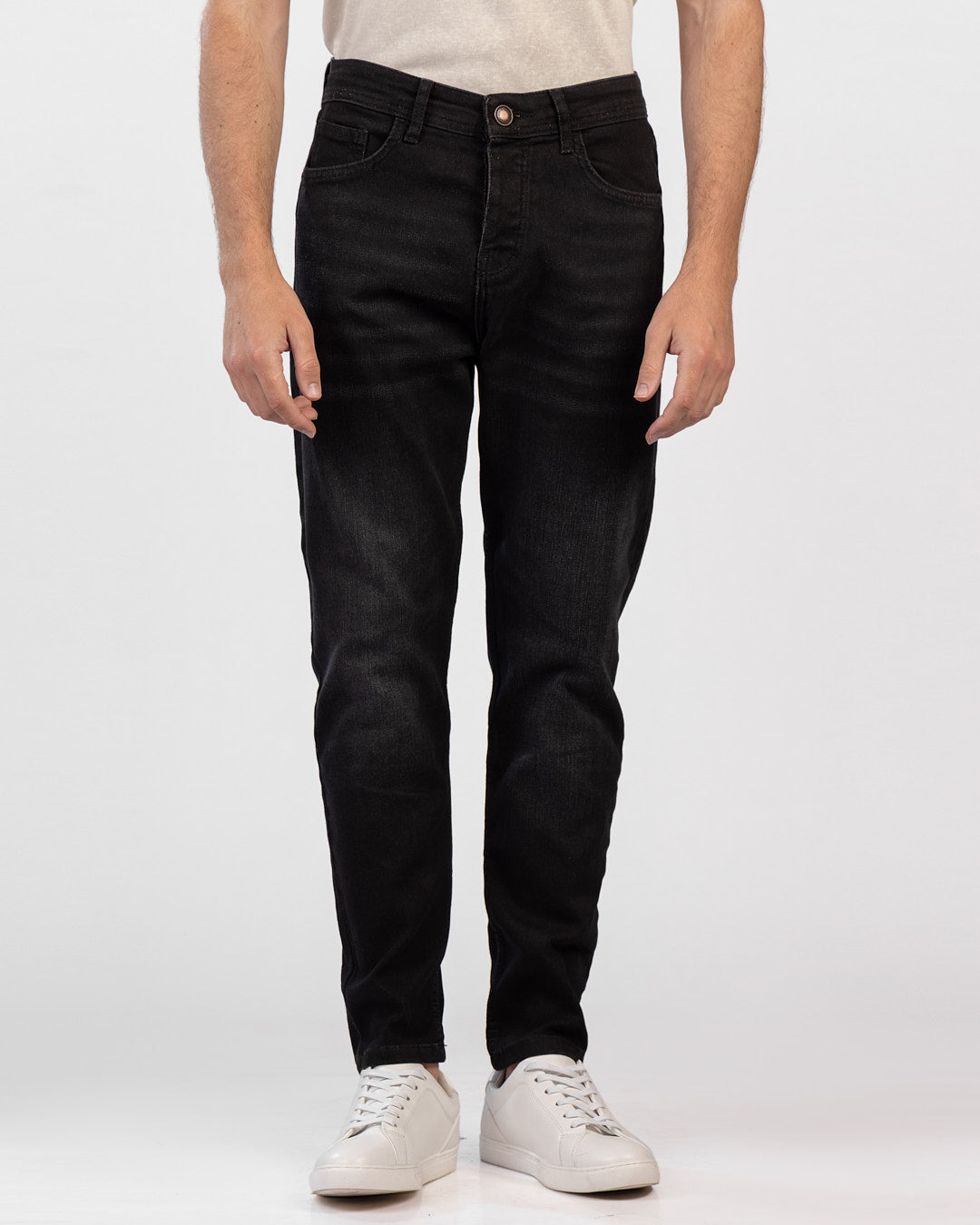 Slim-Fit Denim Pants with Zipper Closure