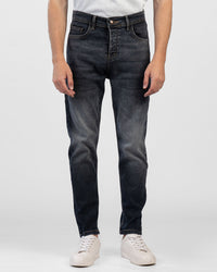 Slim-Fit Denim Pants with Zipper Closure