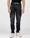 Baggy Denim Lycra Pants with Elastic Waist