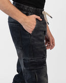 Baggy Denim Lycra Pants with Elastic Waist