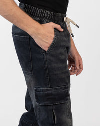 Baggy Denim Lycra Pants with Elastic Waist