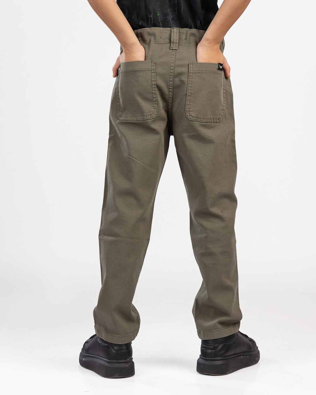 Gabardine Slim Fit Elastic Waist Kids Pants