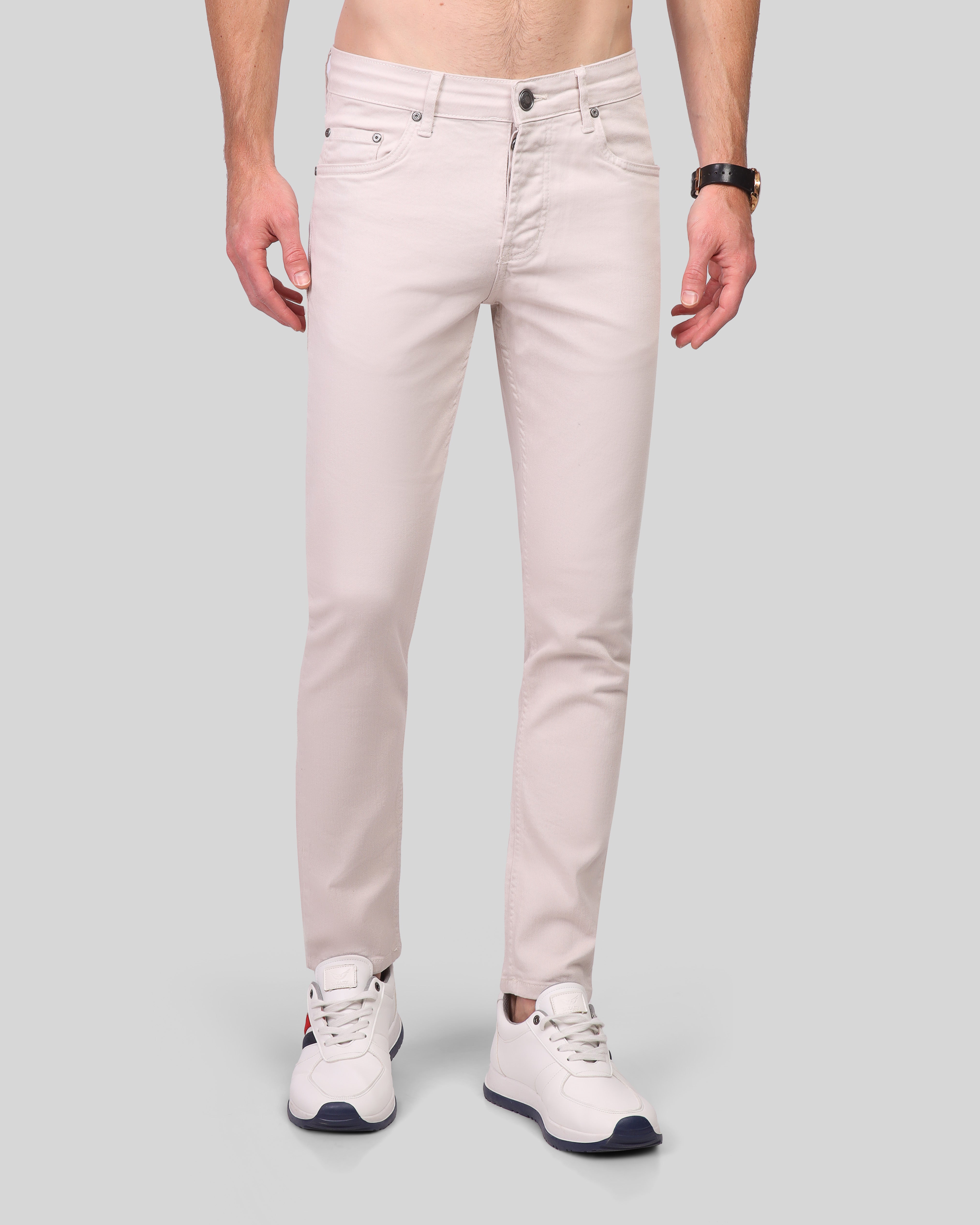 Structured Twill Slim Pants - 6106