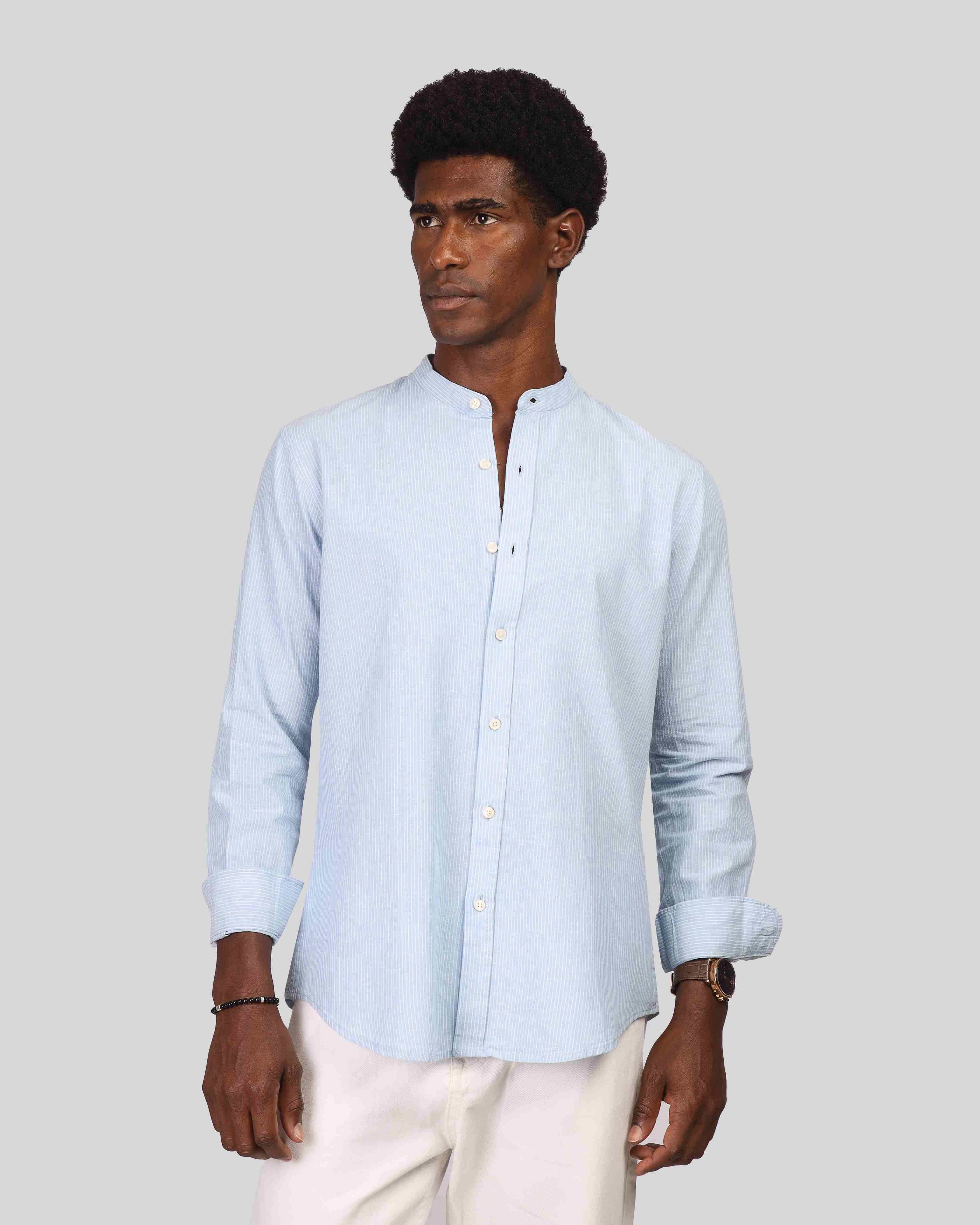 Striped Cotton Button-Up - 3306