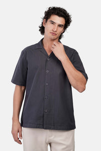 Slub Shibeka Tennis-Collar Half-Sleeve Shirt