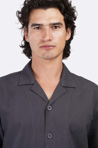 Slub Shibeka Tennis-Collar Half-Sleeve Shirt