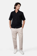 Slub Shibeka Tennis-Collar Half-Sleeve Shirt