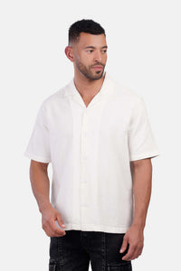 Slub Shibeka Tennis-Collar Half-Sleeve Shirt