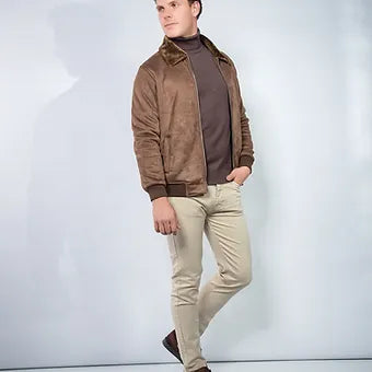 Suede collar jacket-24615