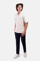 Slub Shibeka Tennis-Collar Half-Sleeve Shirt