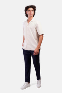 Slub Shibeka Tennis-Collar Half-Sleeve Shirt