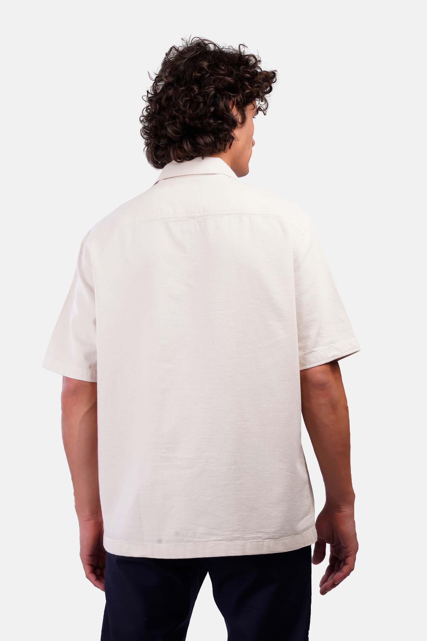 Slub Shibeka Tennis-Collar Half-Sleeve Shirt