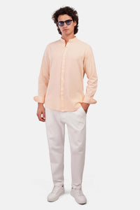 Slub Cotton Half-Collar Shirt