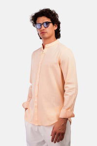 Slub Cotton Half-Collar Shirt