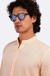 Slub Cotton Half-Collar Shirt