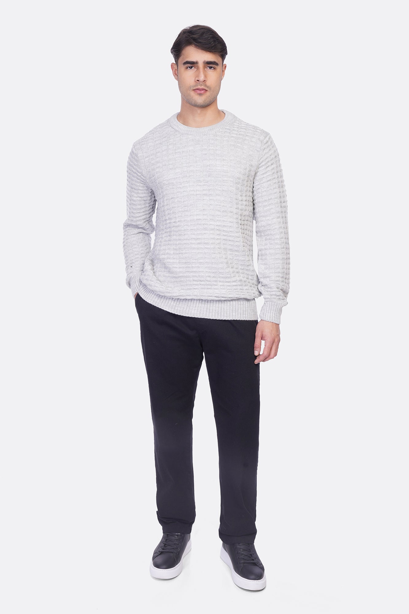 Men’s Rounded Fashion Pullover – Acrylic Comfort