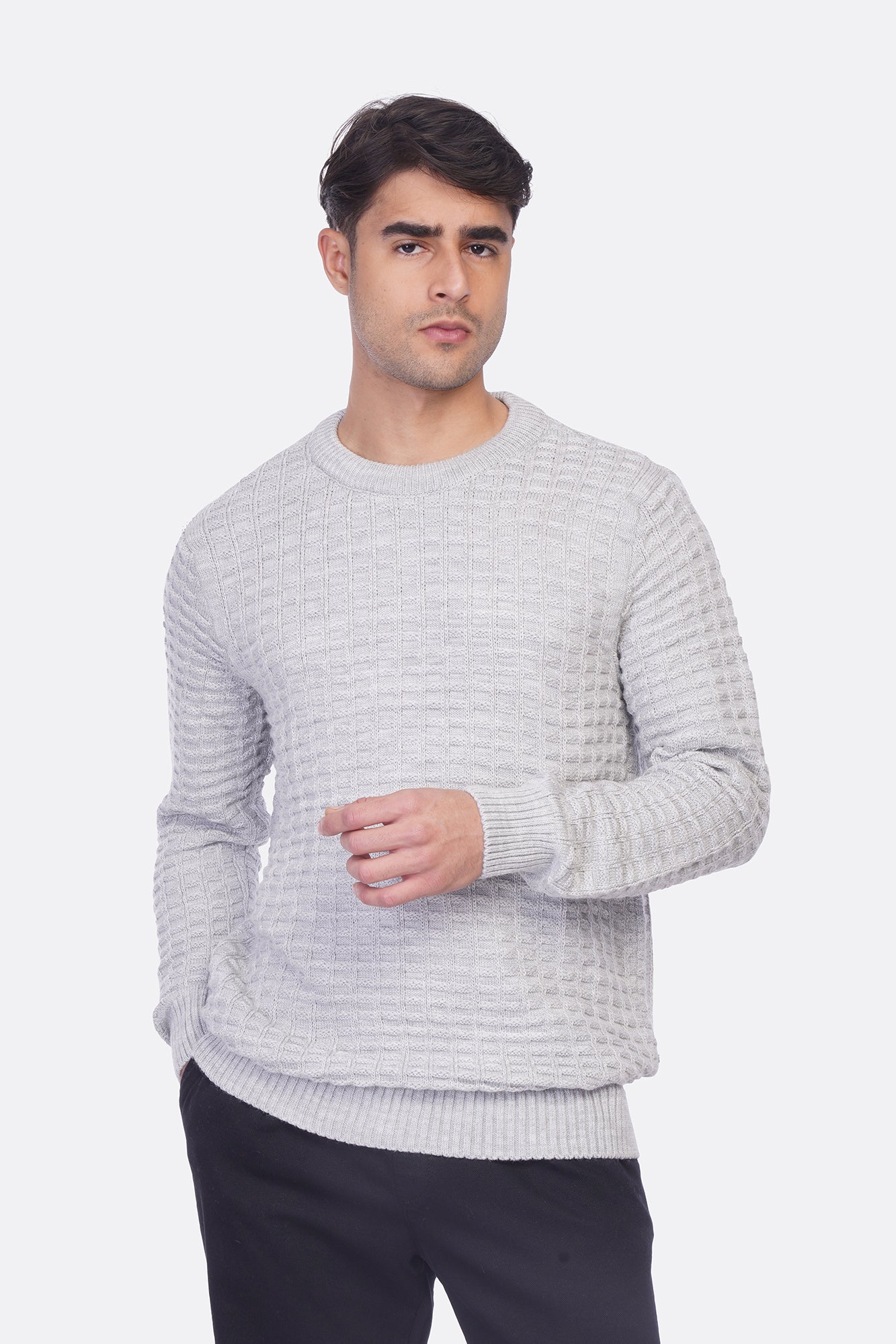 Men’s Rounded Fashion Pullover – Acrylic Comfort